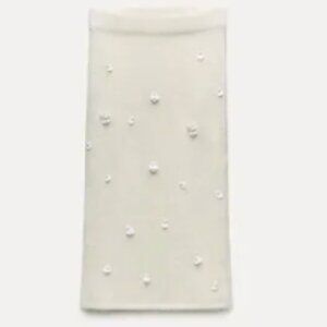 Zara SEQUIN ALPACA BLEND KNIT SKIRT ECRU S